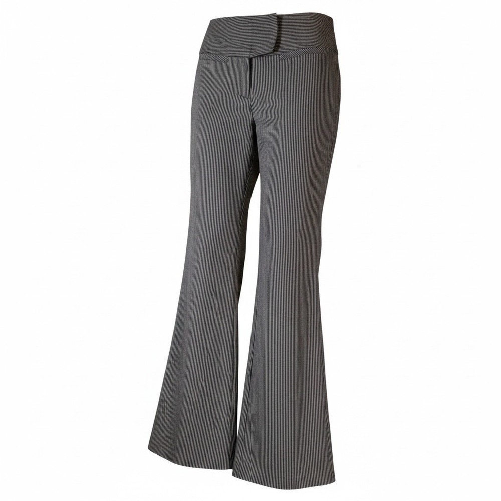 Matty M Pinstriped Pants Women's Size 6 (W30) Gray & Black Flat Front Flared Leg